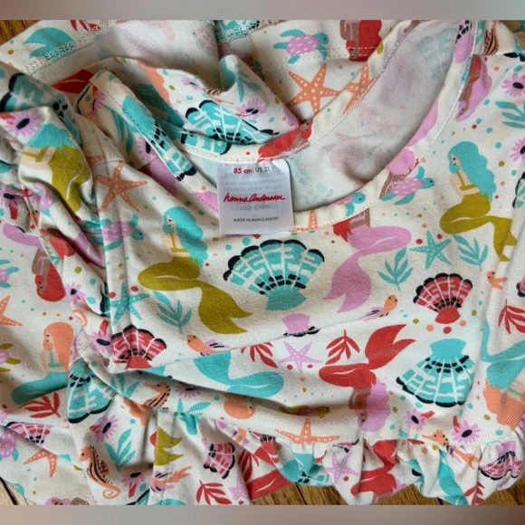 2T Hanna Andersson rainbow mermaid print ruffle sleeve dress with pockets - Picture 7 of 7